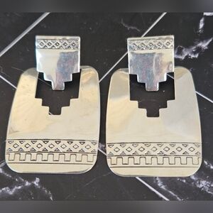 Sterling Silver Geometric/Aztec Design Earrings